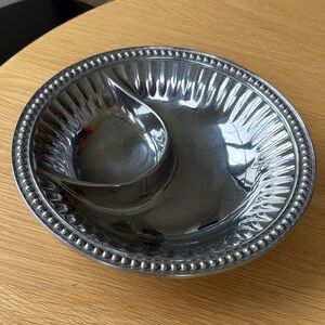 Wilton Armetale Shiny Silver Divided Bowl serving dish
